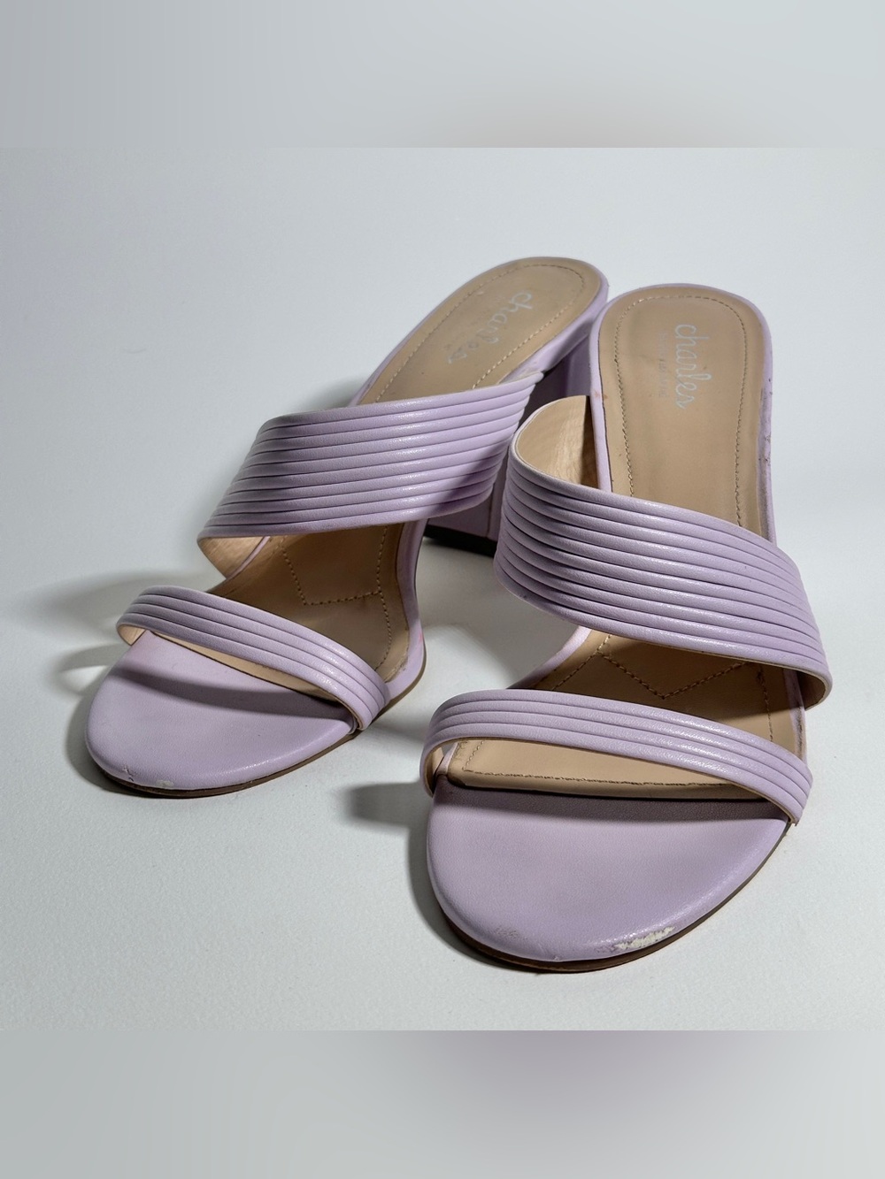 Charles By Charles David Lilac Ribbed Strap Slide Mules